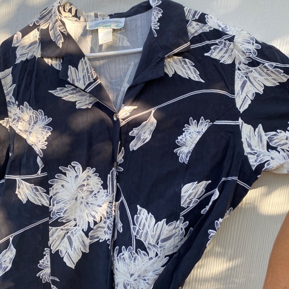 Pineapple Moon Women’s Vintage 100% Silk button down shirt size XL - Picture 3 of 8